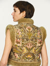 INTO THE EAST 25 Autumn/Winter Sheepskin and Tussah Silk Printed Vest ITE-E1DGAW012GR21VE-LV Green